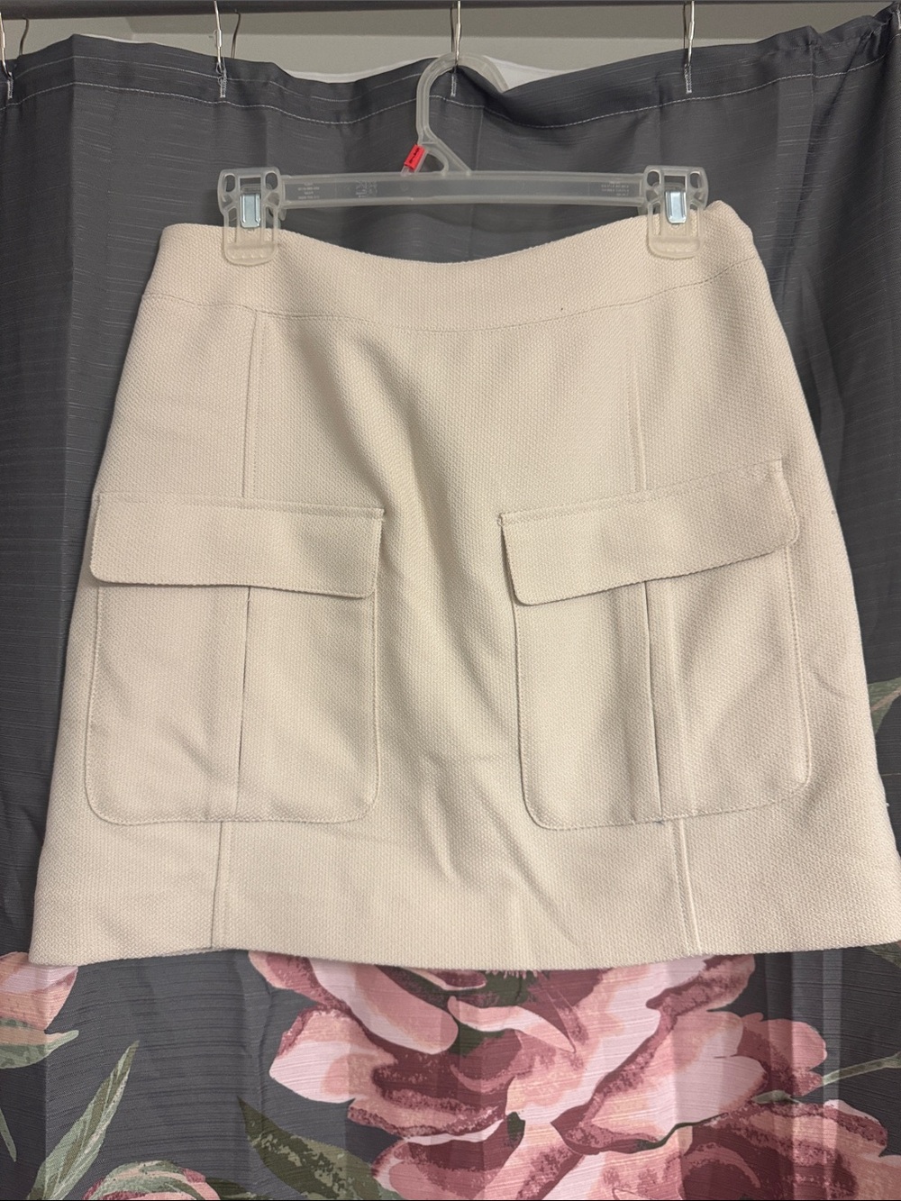 H&M Cream Mini Skirt with Front Flap Pockets